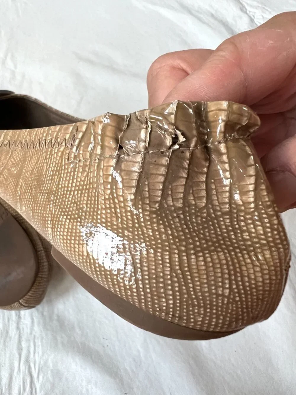 Tory Burch ballet flats womens 9 tan brown leather lizard print slip on shoes